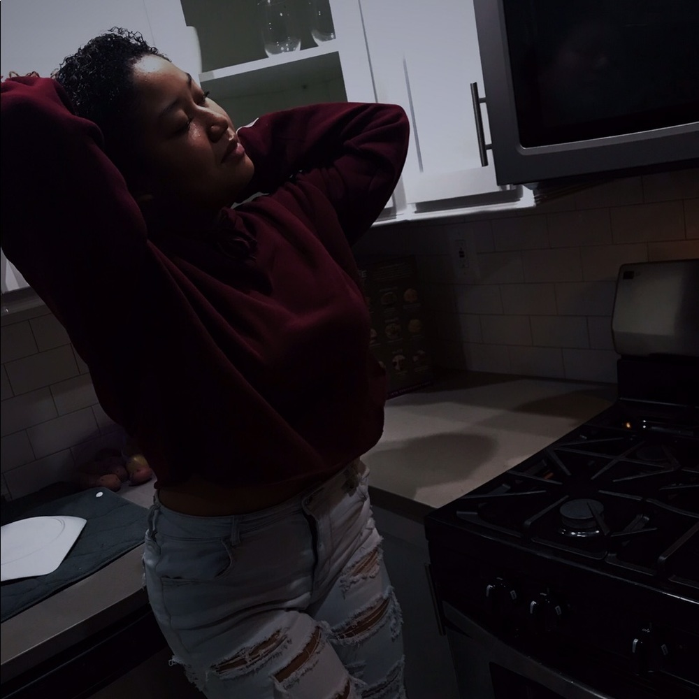 Deep Red Cropped Hoodie